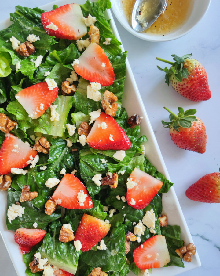 Strawberry Romaine Salad with Honey Walnuts - Healthy Cooking Hacks