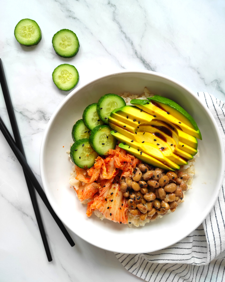 Probiotic Rich Natto Kimchi Avocado Rice Bowl Healthy Cooking Hacks