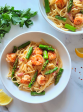 30 Minute Shrimp and Asparagus Linguine